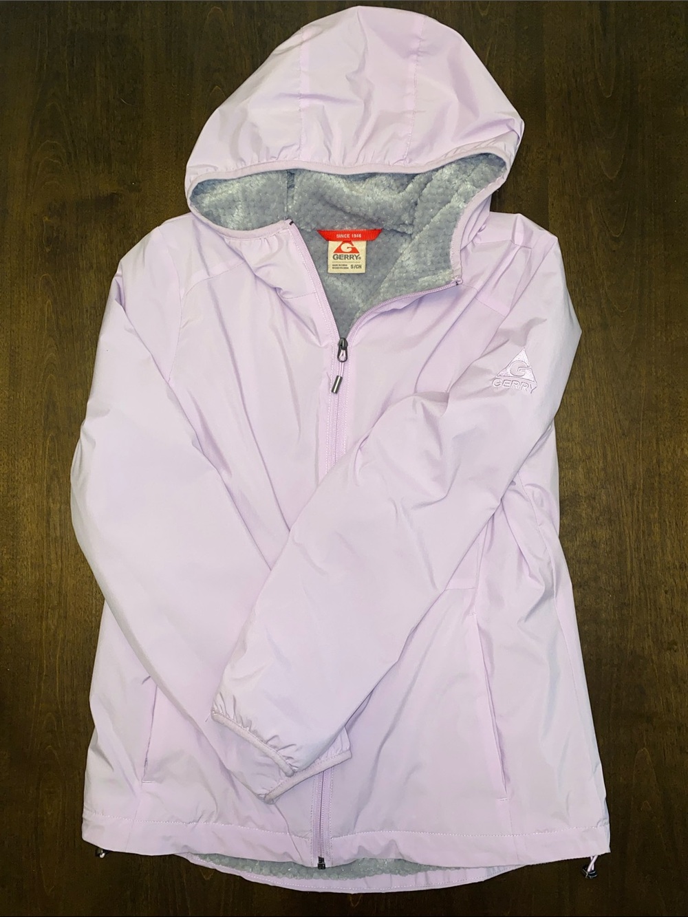 Gerry Light Purple Hooded Windbreaker with Grey Fleece Lining